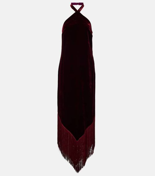 Nina fringed velvet maxi dress