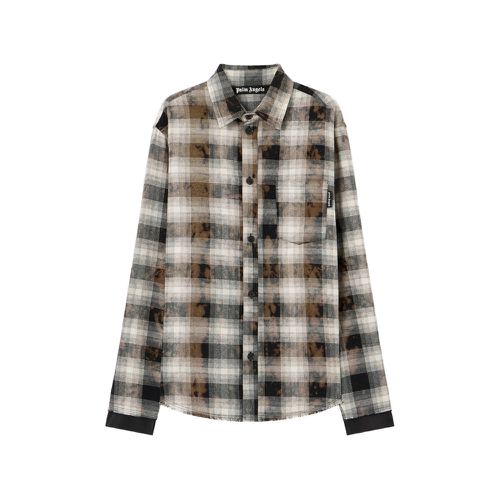 Check-pattern Frayed Shirt