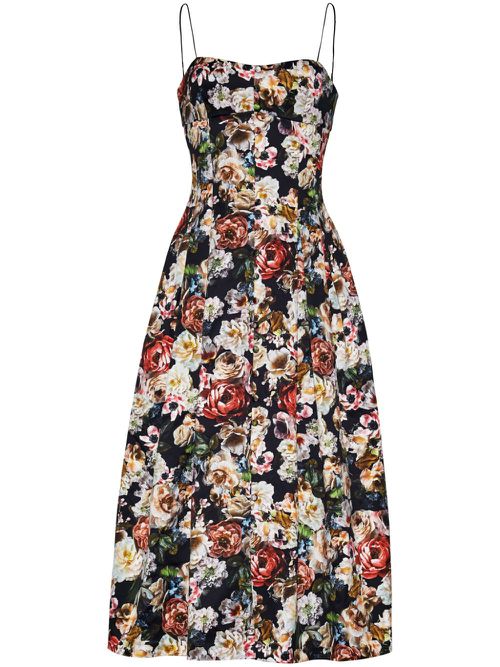 Rickie floral-print midi dress - Black