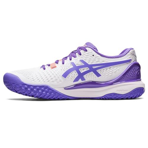 ASICS Women's GEL-RESOLUTION 9 OC Tennis Shoes, 10, WHITE/AMETHYST