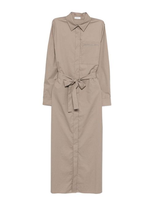 Taupe Dress With Waist Belt