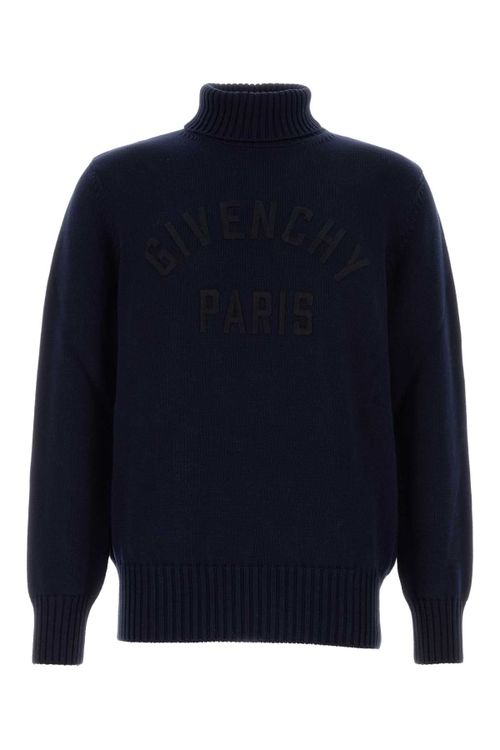 Logo-Embroidered Cotton Sweater — Navy