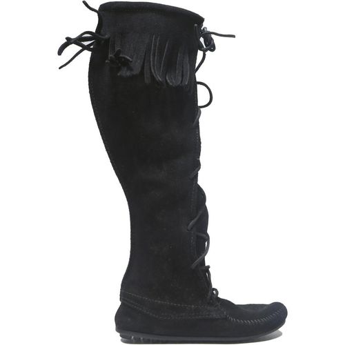 MINNETONKA Lace-Up Womens Knee High Boots Black Leather Comfortable Stylish