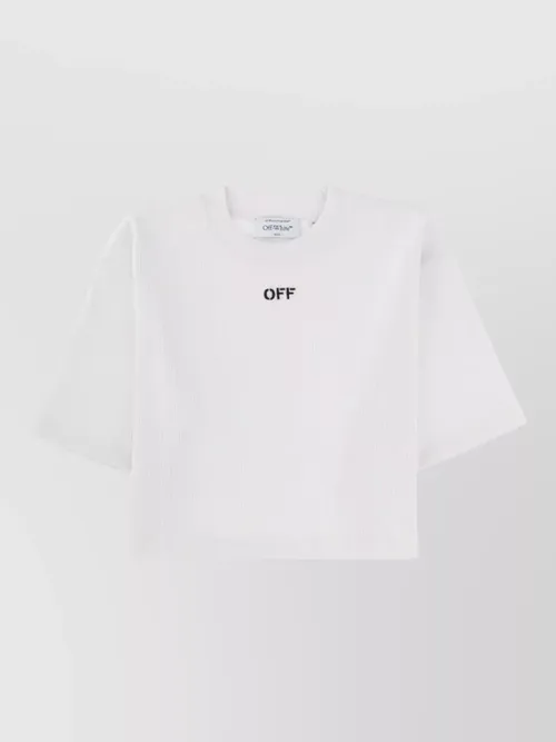 Off-White - cropped ribbed logo t shirt crewneck