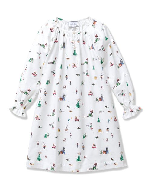 Girl's Twill Delphine Nightgown in Holiday Town