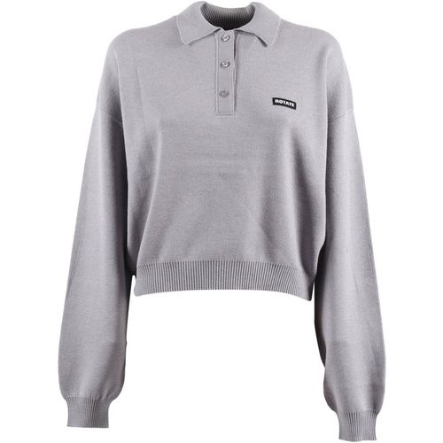 Rotate Slinky Knit Polo Alloy Light Gray Regular Fit