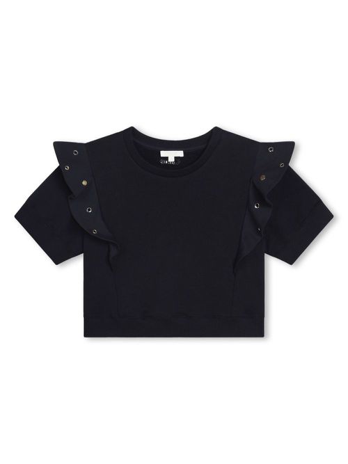 Ruffled cotton T-shirt - Blue