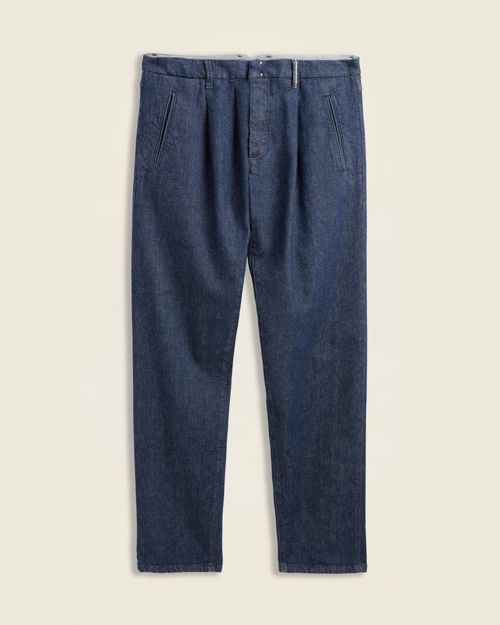Tapered fit stretch denim trousers dark blue