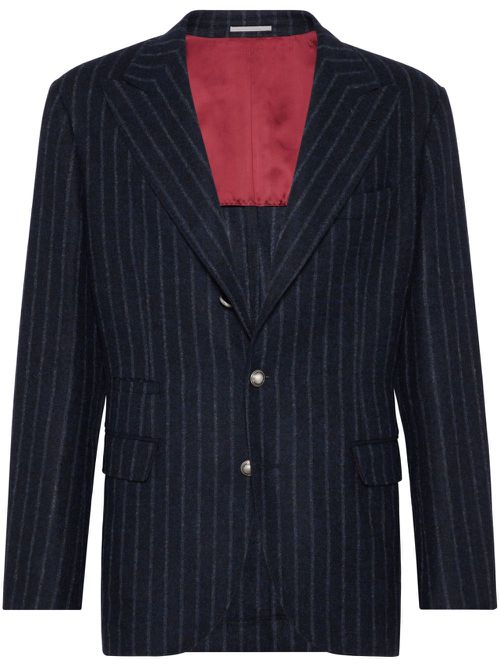 Single-breasted striped blazer - Blue