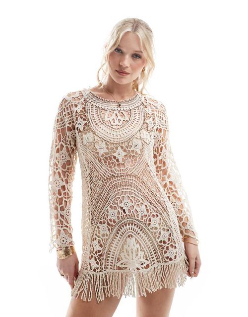 Crochet River Island White Bodycon Dress River Island Womens White Crochet  Bodycon Beach Maxi Dress ShopStyle