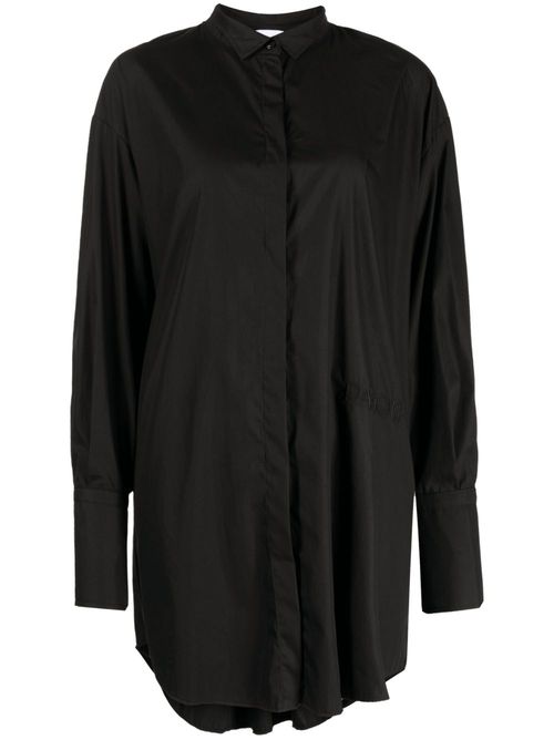 Embroidered logo shirt dress - Black