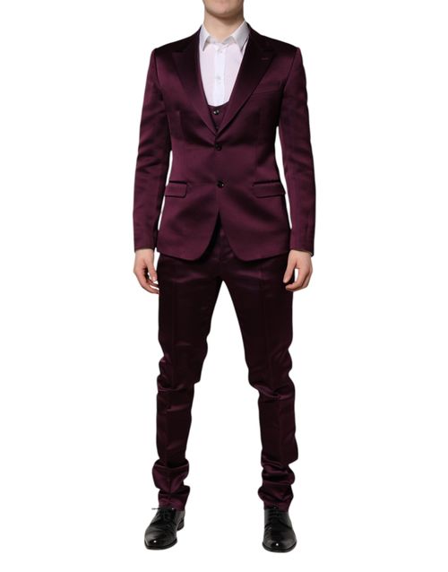 Silk Single-Breasted Pant Suit — Purple