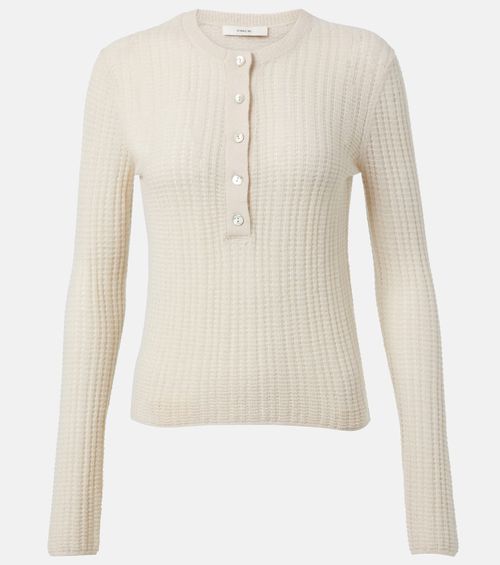Ribbed-knit cashmere and silk Henley shirt