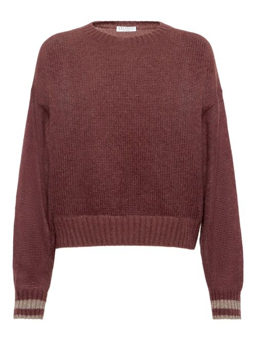 Ribbed-trim sweater - Purple