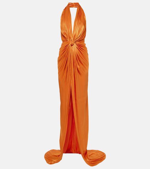 Colette gathered halterneck silk gown