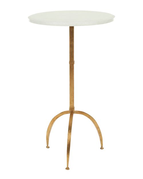 Myrna Round Top Gold Leaf Accent Table