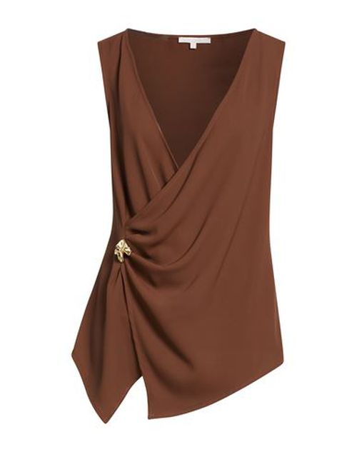 Woman Top Dark brown Size M Polyester, Elastane
