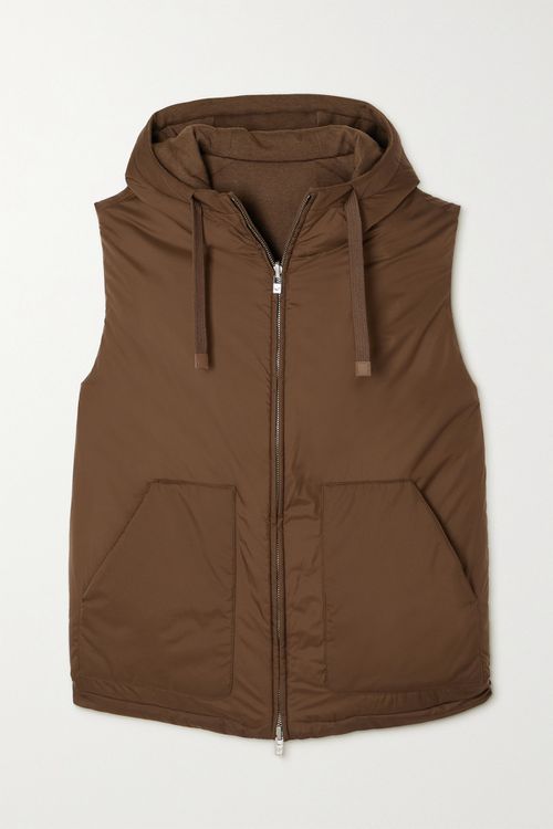 Brant Hooded Shell Down Vest - Brown - x small