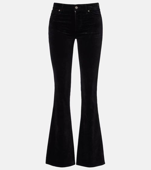 Leggy Bootcut mid-rise cotton-blend velvet bootcut pants
