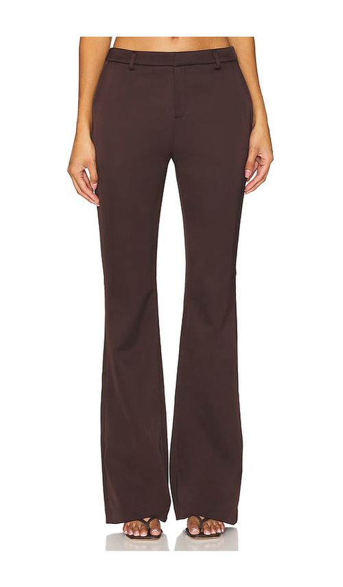 SEROYA Elvira Heavy Satin Flare Trouser in Brown. - 10 also
