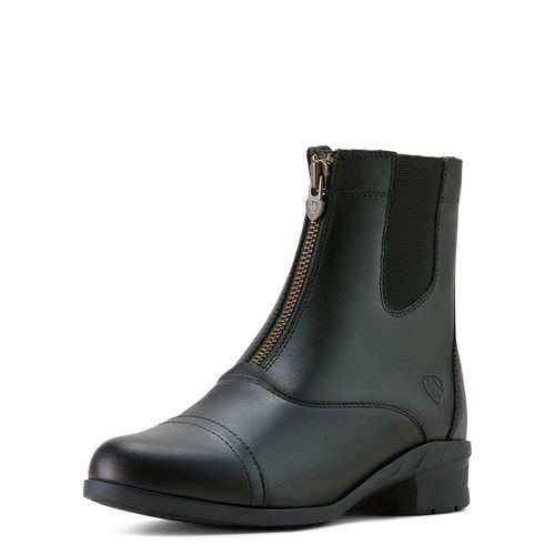 Women's Scout Zip Paddock Boots in Black Leather, B Medium Width, Size 5.5, by