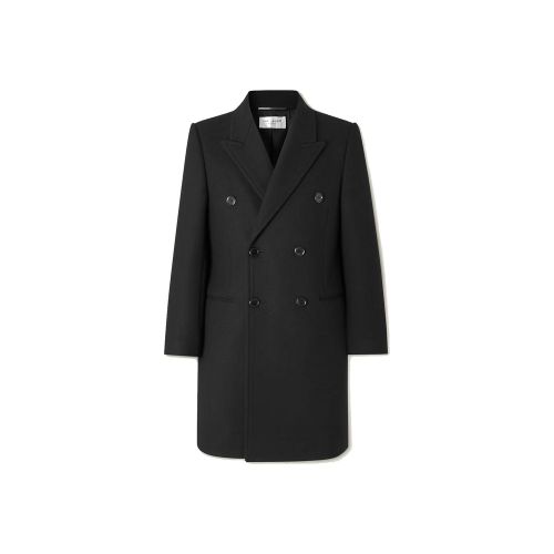 Double-Breasted Wool Coat — Black