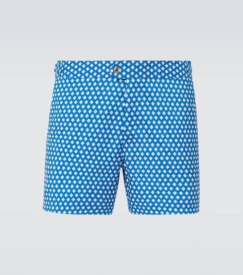 Checked swim trunks