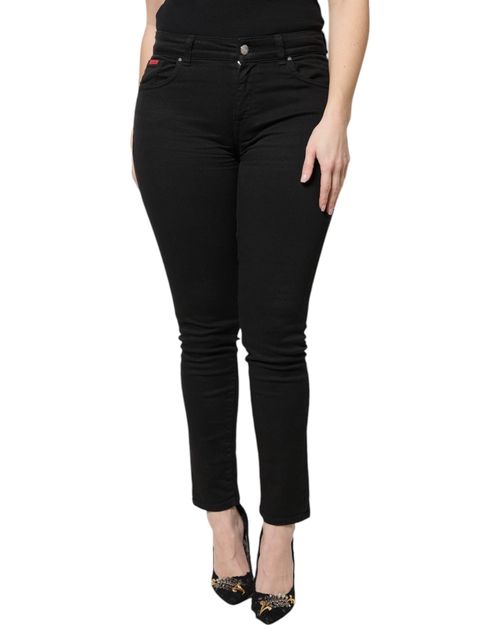 High-Waist Skinny Denim Jeans — Black