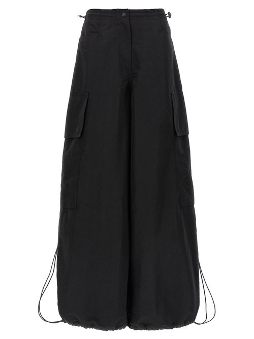 Nylon Parachute Cargo Pants — Black