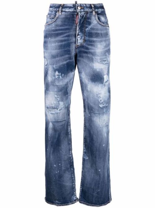 High-waisted tie-dye jeans