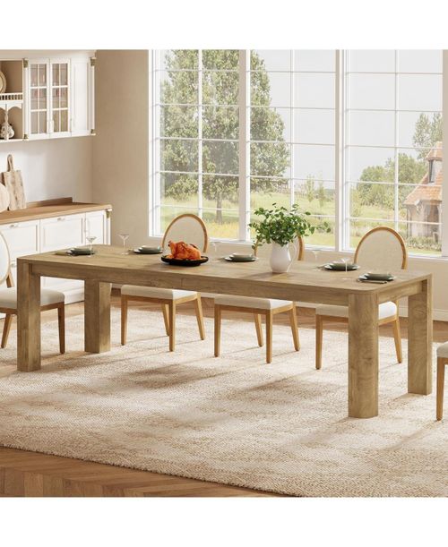 78.7-Inch Long Dining Table for 6-8, Large Farmhouse Kitchen Table with Rounded Edges for Kitchen and Dining and Living Room - Natural