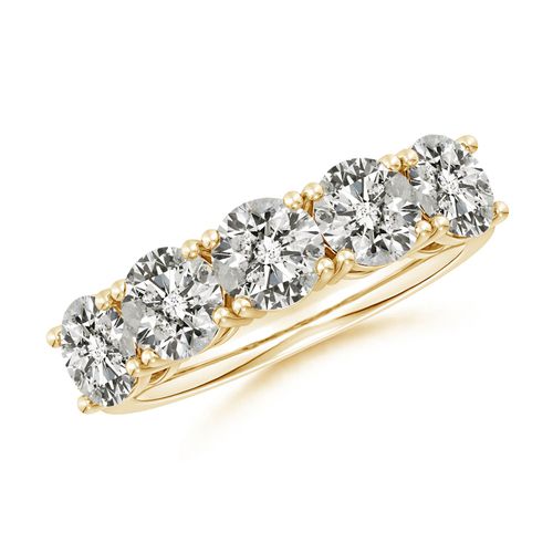 Angara 3.15 Carats Prong-Set Round Diamond Five Stone Wedding Ring in 14K Yellow Gold
