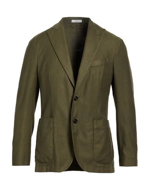 Man Blazer Military green Size 36 Linen, Cotton, Elastane