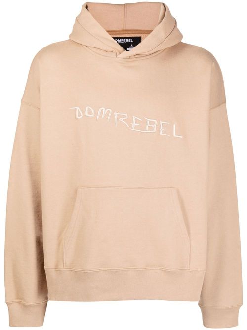Caveman embroidered cotton hoodie - Brown