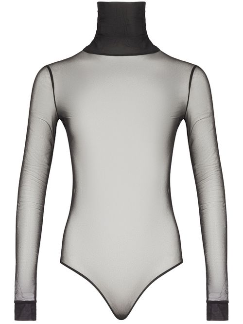Black Sheer Turtleneck Bodysuit