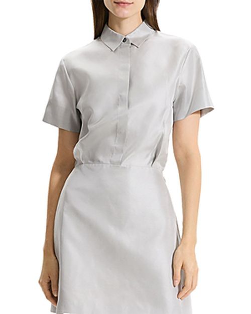 A Line Silk Shirtdress