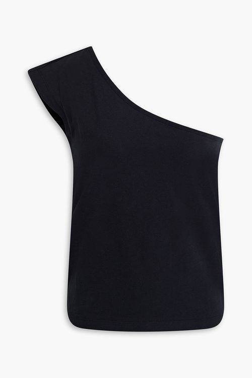 Thana one-shoulder cotton-jersey top - Black - XL