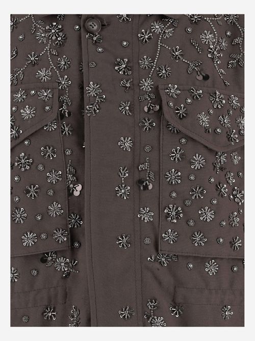 Embroidered Cotton Jacket — Brown
