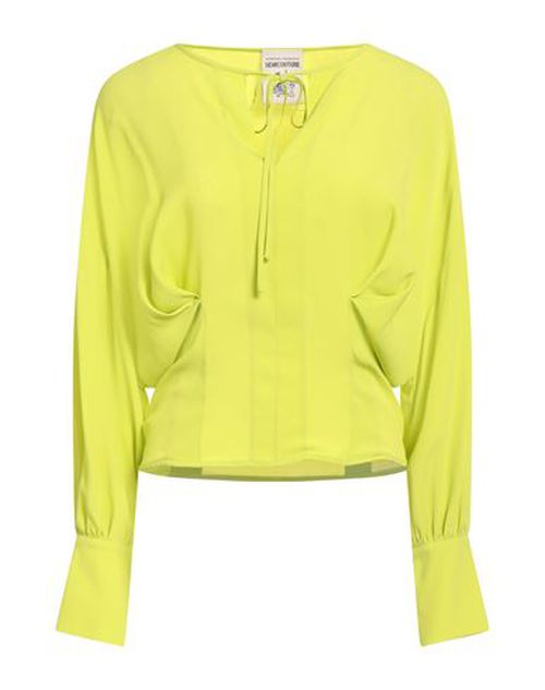 Semicouture Woman Top Lime green Size 6 Acetate, Silk
