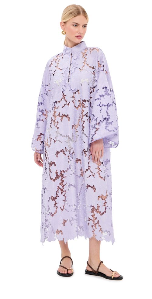 Violet Floral Flat Lace Maxi Caftan Violet One Size