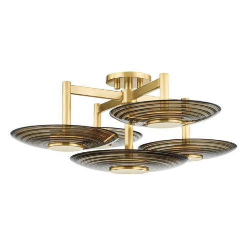 Aged Brass LED Semi Flush Mount from the Griston Collection