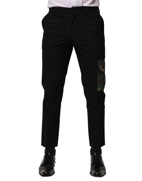 Cotton-Elastane Cargo Pants — Black