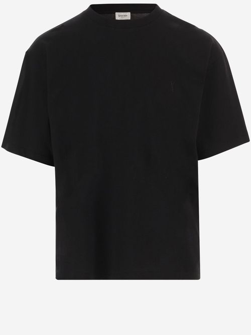 Embroidered Logo Cotton T-Shirt — Black