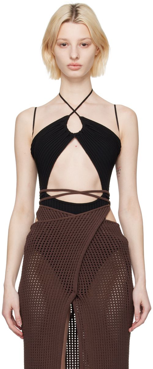 ANDREĀDAMO Black Sleeveless Bodysuit