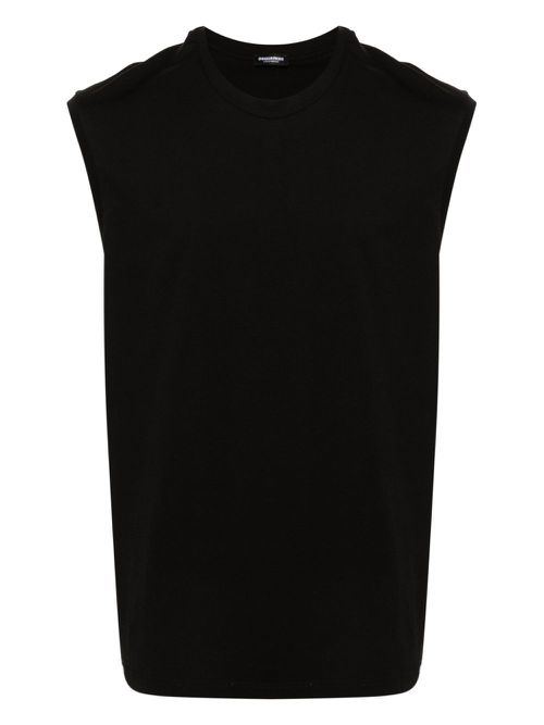 Stretch-cotton sleep tank top - Black