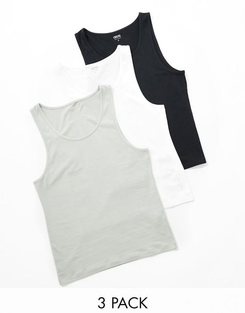 ASOS DESIGN 3 pack muscle fit tank tops in multiple colors