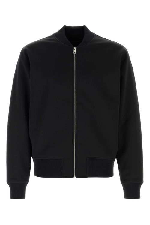 Stretch Polyester Bomber Jacket — Black