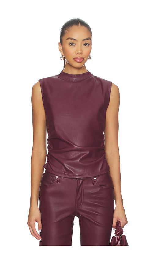 Hudson Jeans Vegan Leather Top in Wine. XS. Also in