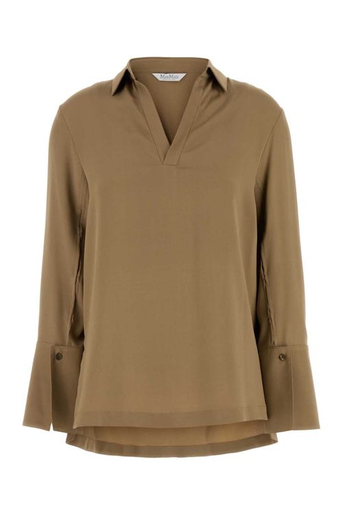Silk-Elastane Blouse — Beige