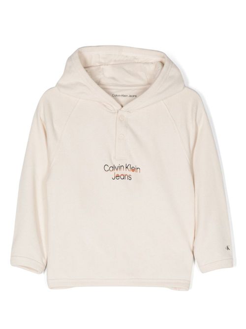 Logo-print cotton hoodie - Neutrals